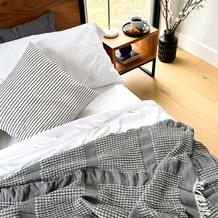My Kitchen Linens - Wholesale Bedding Blanket - Waffle Blanket Gray / Oversized Bed Blanket Throw