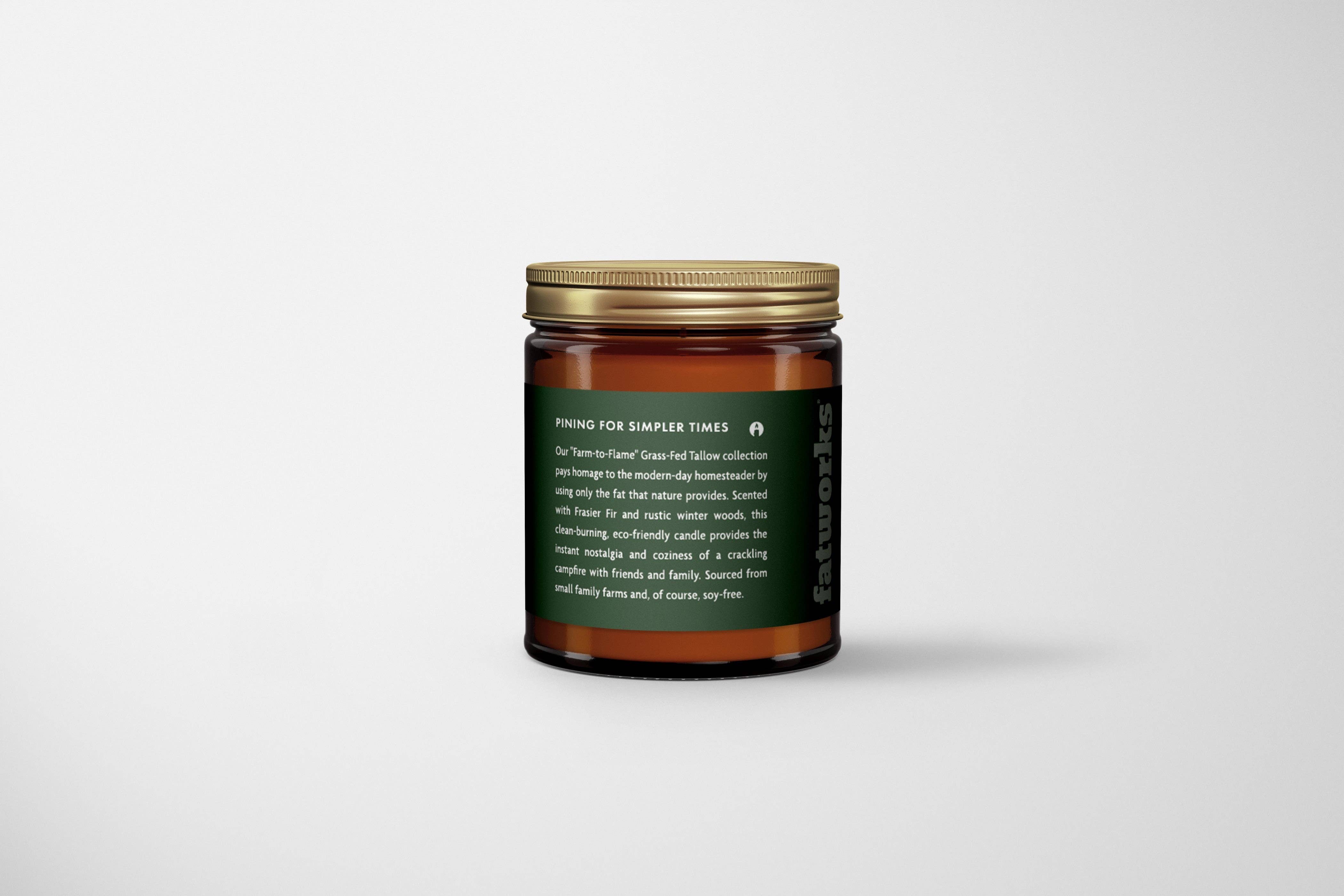 Fatworks - Wholesale Jar/Filled Candle - Grass-Fed Tallow Candle- Fireside Pine2