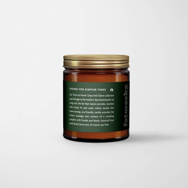 Fatworks - Wholesale Jar/Filled Candle - Grass-Fed Tallow Candle- Fireside Pine2