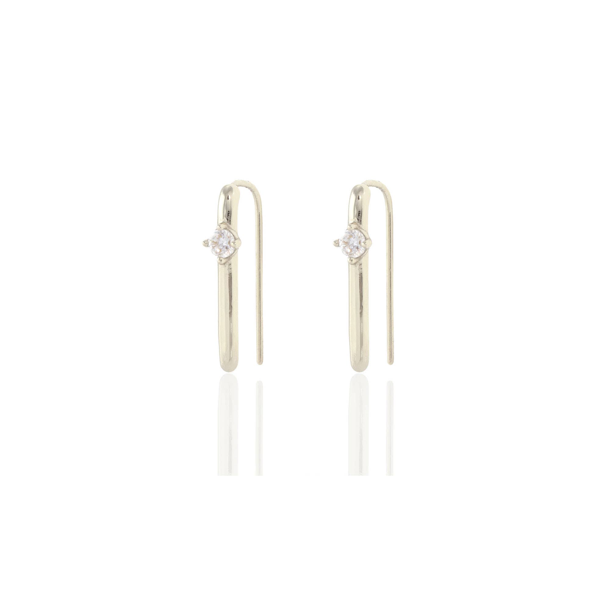Kris Nations - Wholesale Hoop Earrings - Arc Pull Through Hoop Earrings with Crystal 18K Gold Vermeil | Sterling Silver CZ Crystal Nickel Free Hypoallergenic Ships from CA1