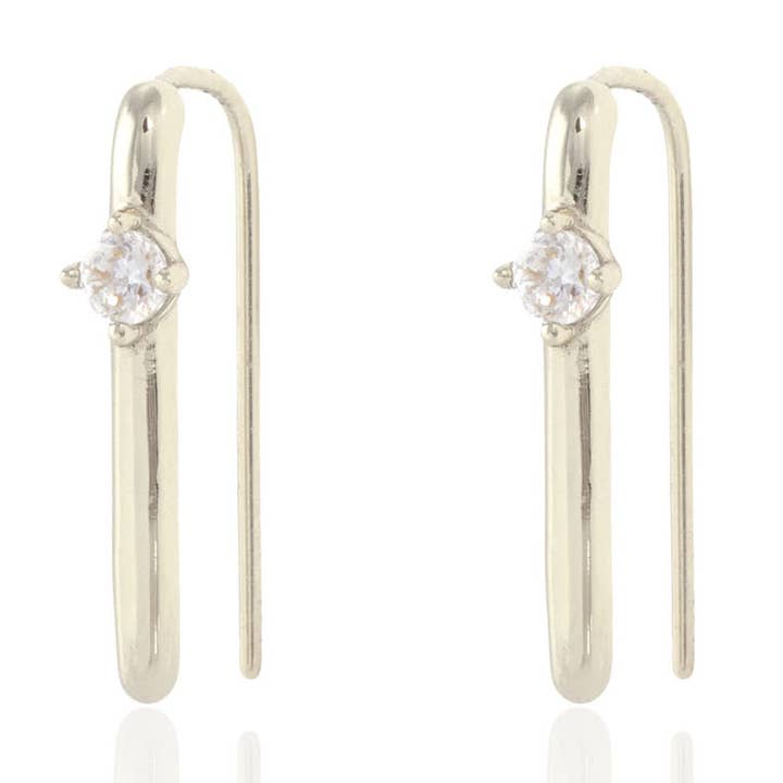 Bueformede øreringe med krystal i 18K guld vermeil | Sterling sølv CZ krystal nikkelfri allergivenlig Sendes fra CA for engroshandel hos Kris Nations