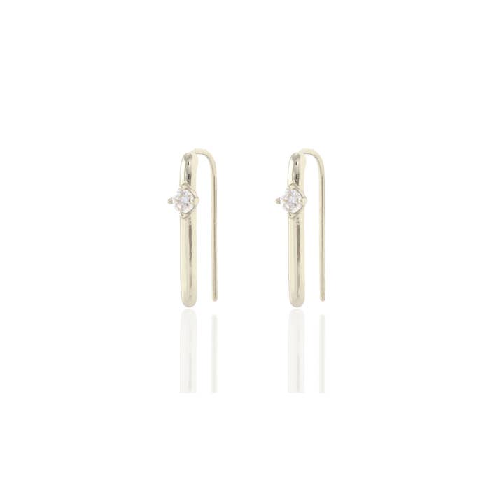 Kris Nations - Wholesale Hoop Earrings - Arc Pull Through Hoop Earrings with Crystal 18K Gold Vermeil | Sterling Silver CZ Crystal Nickel Free Hypoallergenic Ships from CA1