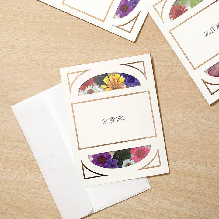 Petal Pressed™ ‘Hello There’ Notecards - Cheerful Brights (Assorted 12-Pack) for wholesale by Lovepop Cards