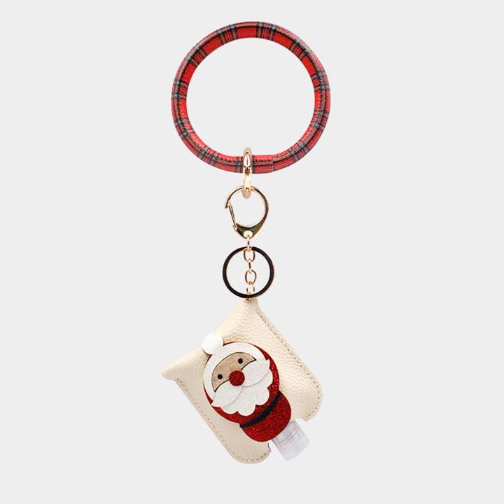 Sensibling Corp. - Wholesale Keychain – Women's - Christmas Faux Leather Case Hand Sanitizer Bottle Keychain