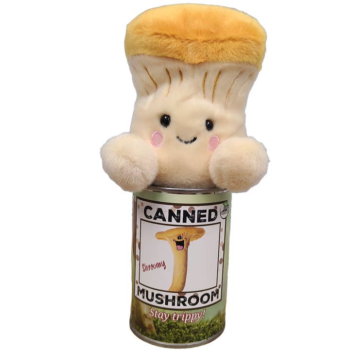 Canned Gifts – wholesale Gag gift/novelty gift – Canned Mushroom - Chanterelle Mushroom Plush Gift w/Jokes5