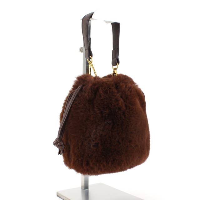 Pretty Persuasions - Wholesale Crossbody bag – Women's - P23091 Faux Fur Drawstring Bucket Crossbody Bag7