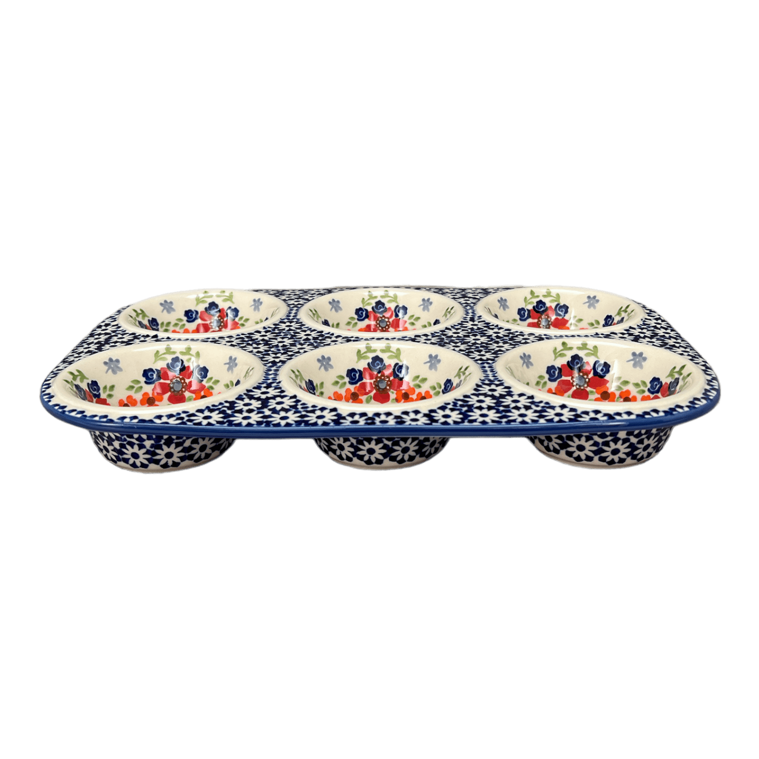 Polish Pottery Outlet - Wholesale Cupcake/Muffin Pan - Muffin Pan, 8.5" x 12.5" in "Stellar Celebration" by Manufaktura | F093S-P3090