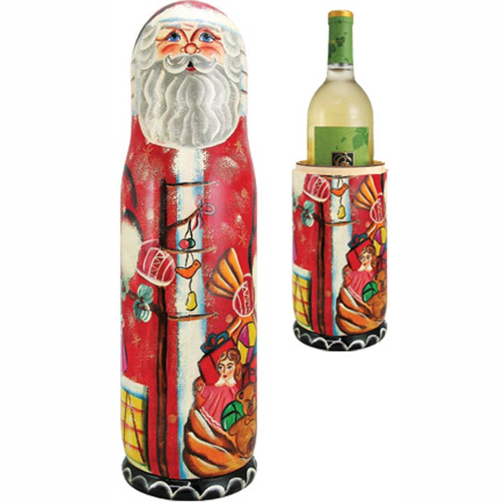 G.DeBrekht Santa Handgeschilderde Wijnfles Cadeaudoos voor wholesale door Designocracy