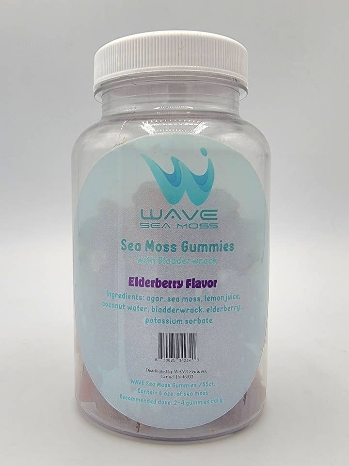 Vegan Bladderwrack Sea Moss Gummies with Elderberry for wholesale by Wave Sea Moss