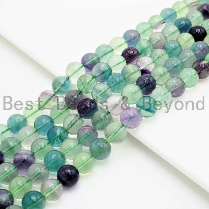 Natural Rainbow Fluorite beads, High Quality Intense Color Round Smooth 6mm/8mm/10mm/12mm, Fluorite Beads, 15.5inch strand, SKU#U337 for wholesale by BestBeads&Beyond