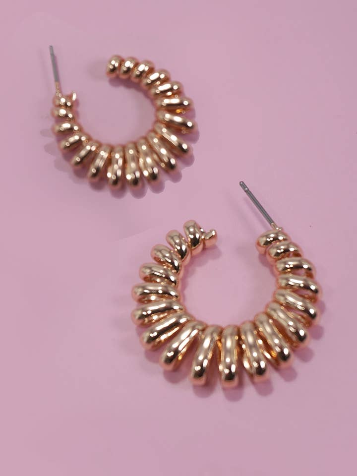 CLASSIC COILED TITANIUM POST HOOP EARRINGS | 80E5924 for wholesale by JOSSLYN by wall to wall