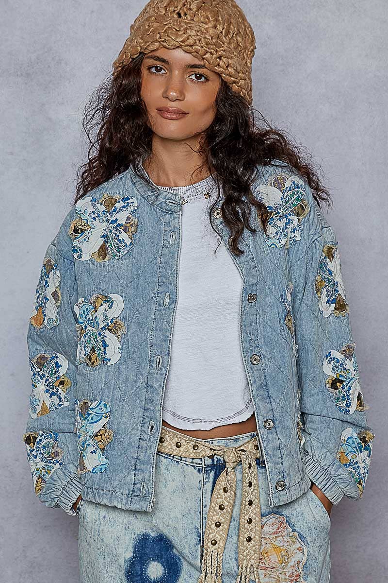 Pol Clothing - Wholesale Jacket - Women's - Mock neck balloon sleeve oversized fit quilted Jacket1