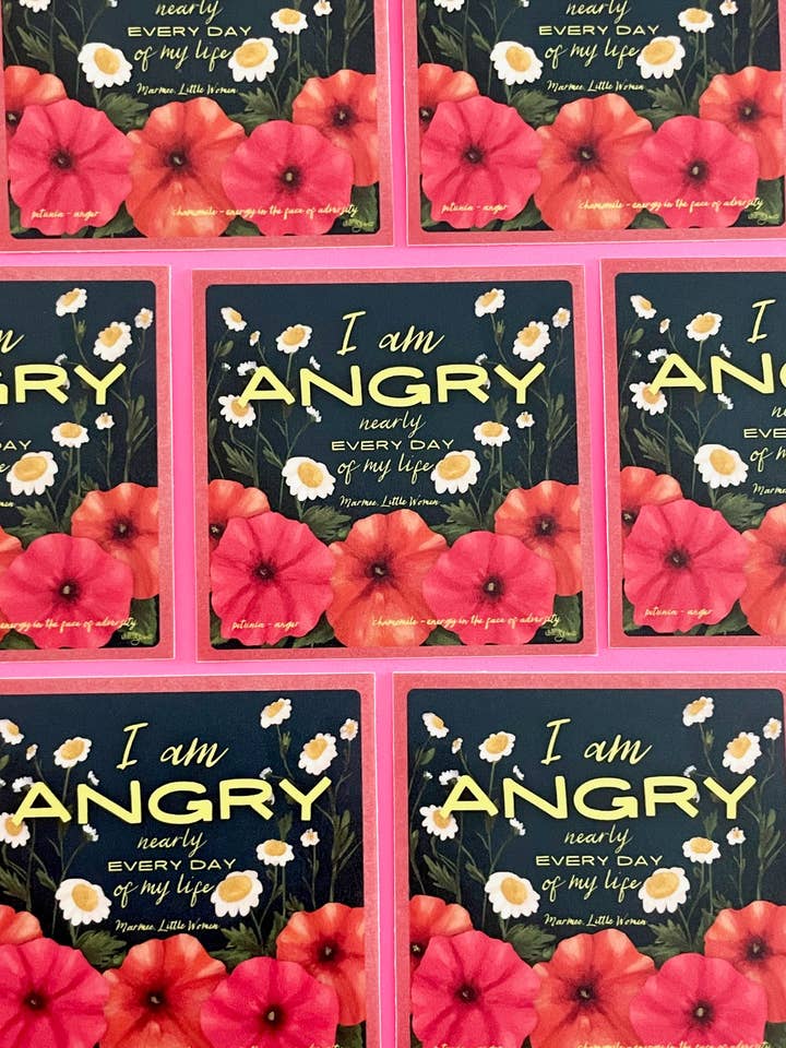 Angry Nearly Every Day - A Beautiful Resistance Sticker for wholesale by Unruly Wit