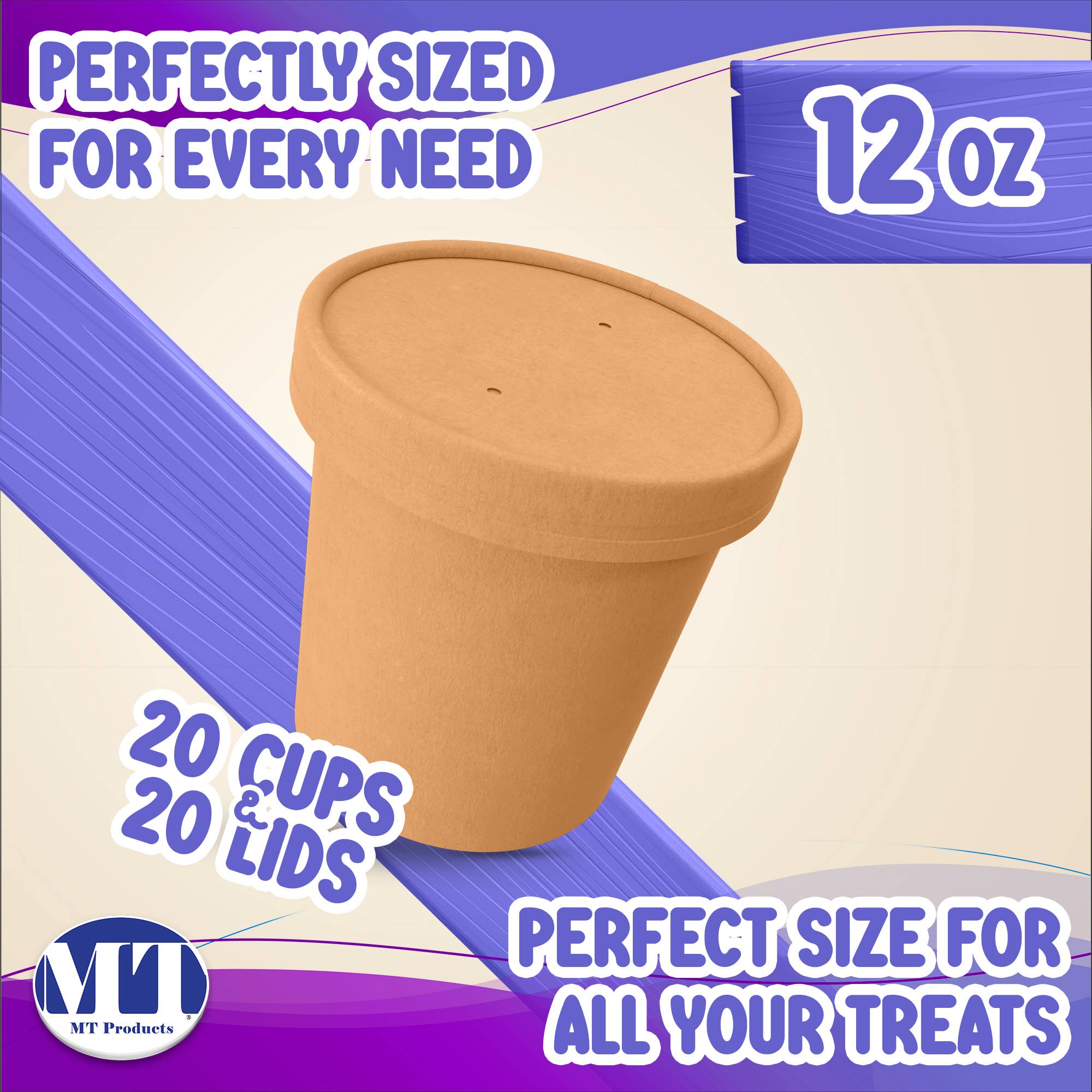 MT Products - Wholesale Disposable Cup - MT Products Brown Paper Soup Cups with Lids1