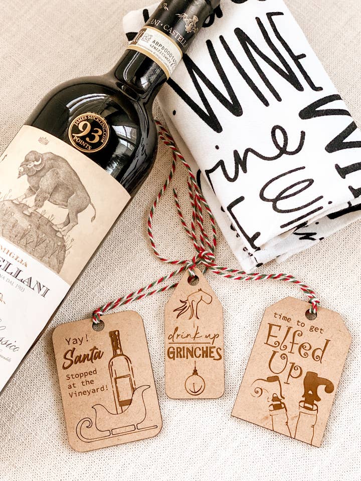 Holiday Christmas Wine Tag Charm for wholesale by Home Bound Custom Decor