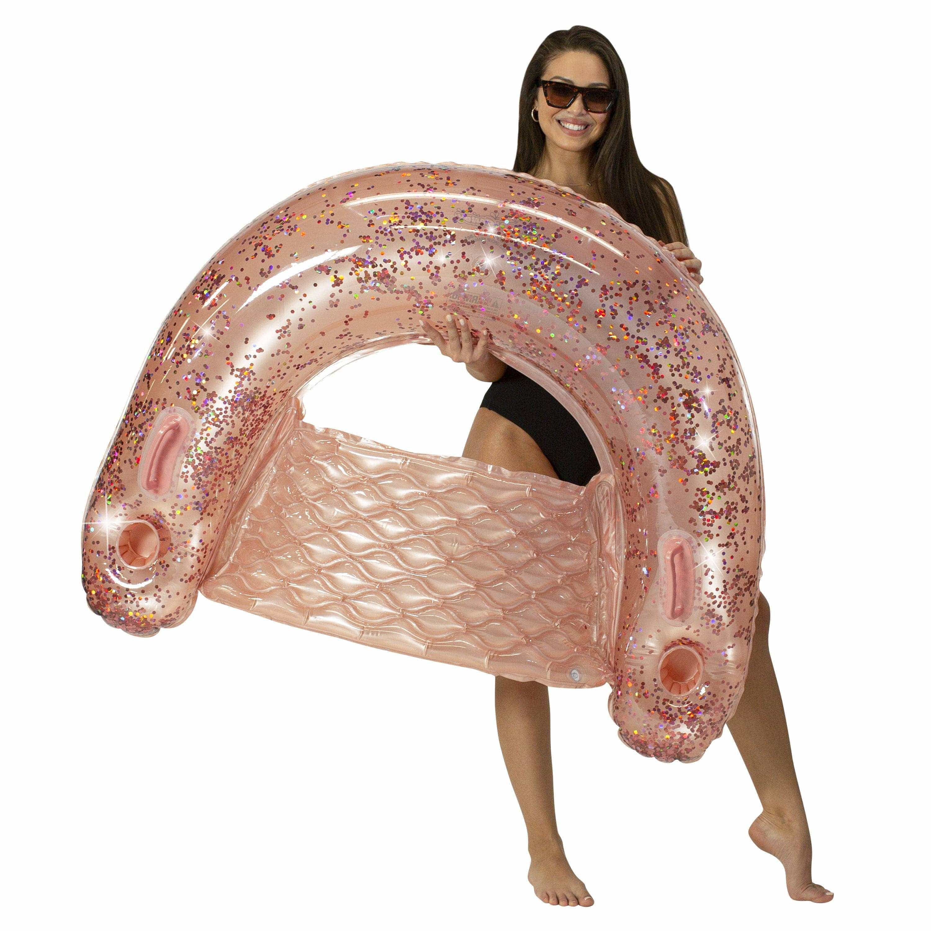 PoolCandy - Vente Jeu gonflable - Chaise de soleil gonflable Rose Gold Glitter Jumbo Size PoolCandy0