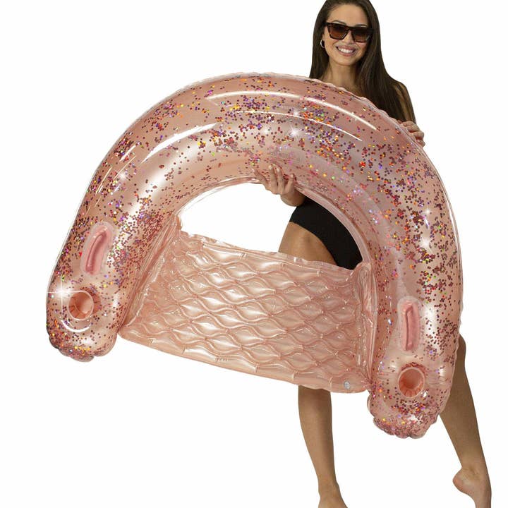 PoolCandy - Wholesale Inflatables - Inflatable Sun Chair Rose Gold Glitter Jumbo Size PoolCandy0