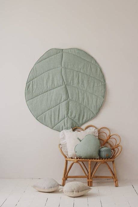 Moi Mili – Engroshandel Legemåtte - Børn og baby – „Mint“ Linen Leaf Mat2