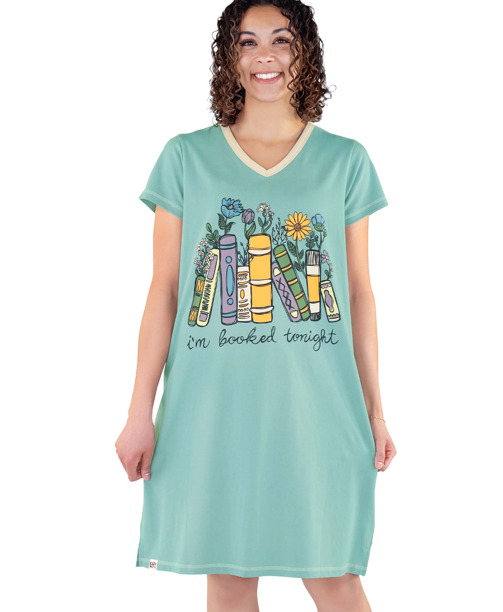 Lazy One - Wholesale Nightshirt - Women's - Booked V-Neck Nightshirt2