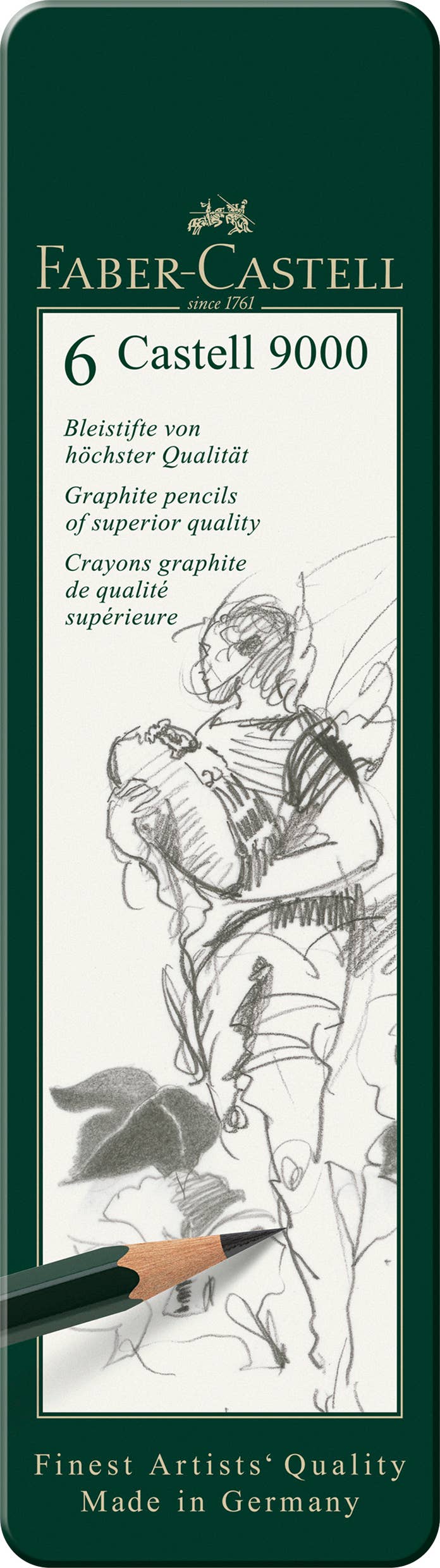 Faber-Castell / Creativity for Kids - Wholesale Pencil - Castell 9000 Graphite Pencils for Drawing, Tin of 61