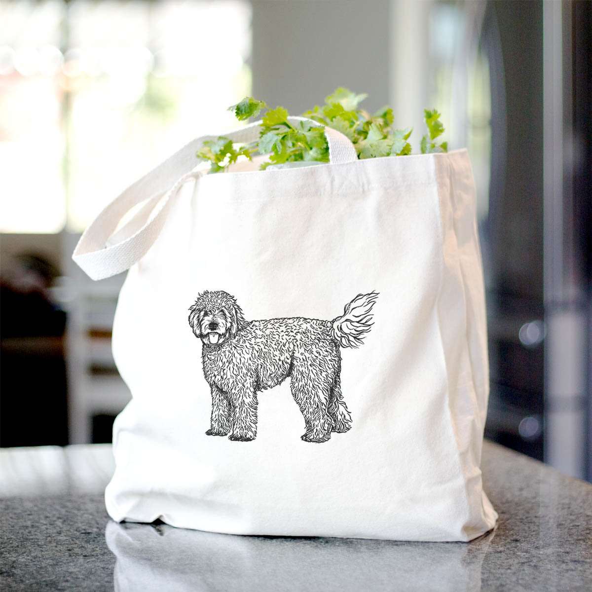 Beige Halftone Golden Doodle  - Tote Bag for wholesale on Faire1