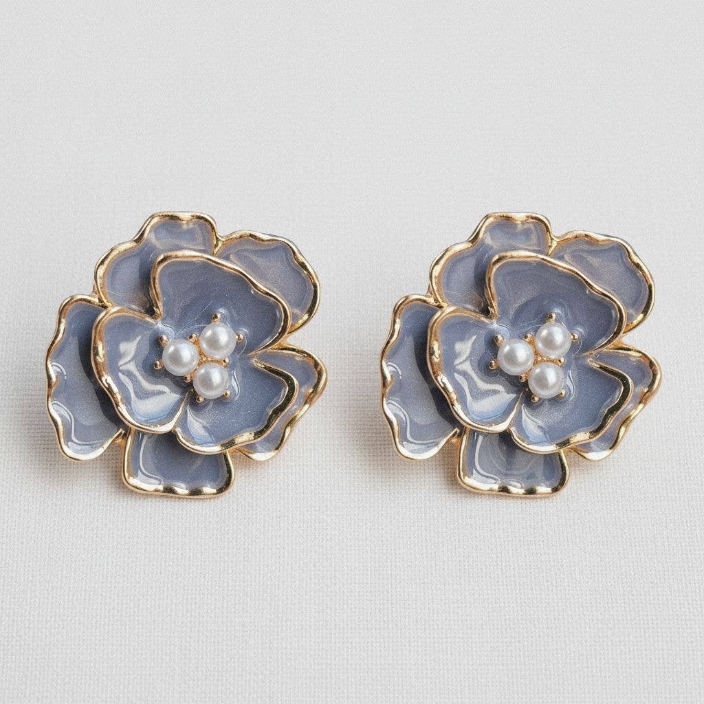 Ellemadera - Wholesale Dangle Earrings - Floral Enamel Drop Earrings with Vintage Charm0