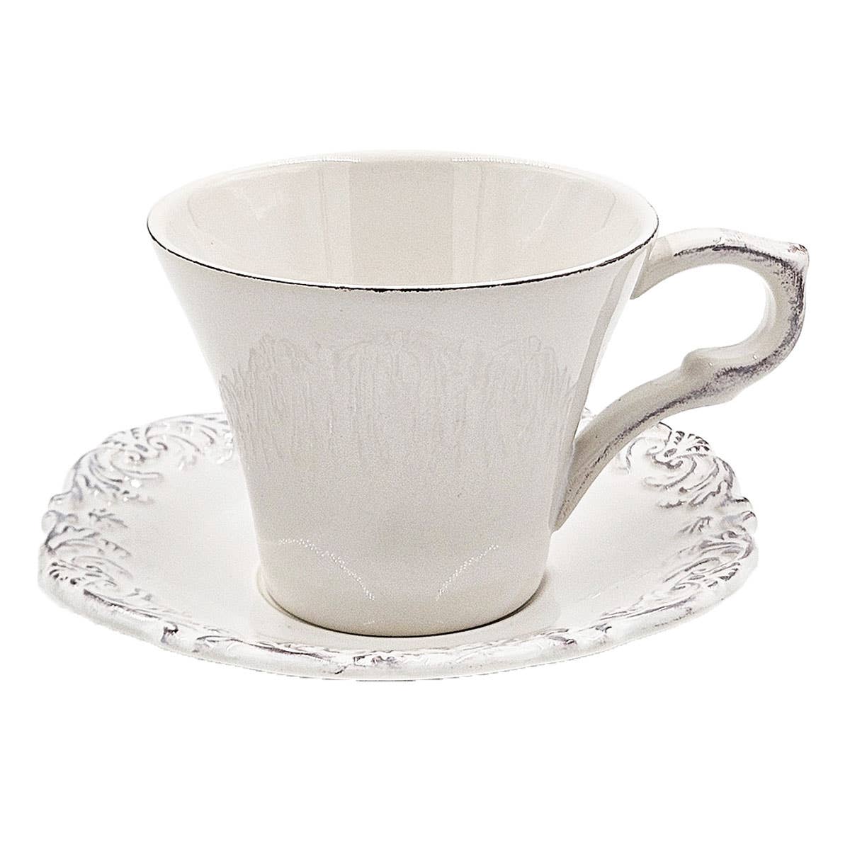 A&B Home Group Inc. – Chávena de chá por atacado – Conjunto de 2 Chávenas e Pires Brancos 24S/CTN0