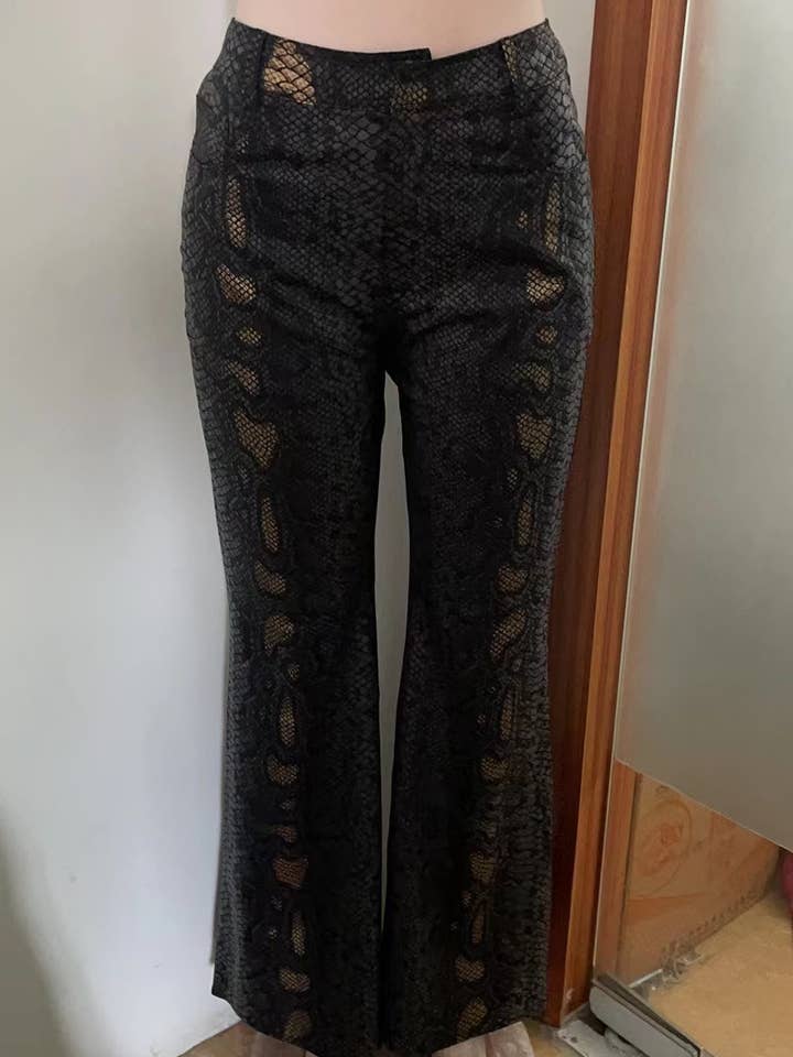 Black Snake Patterned Texture Tight Bell Pants CY011 for wholesale on Faire2