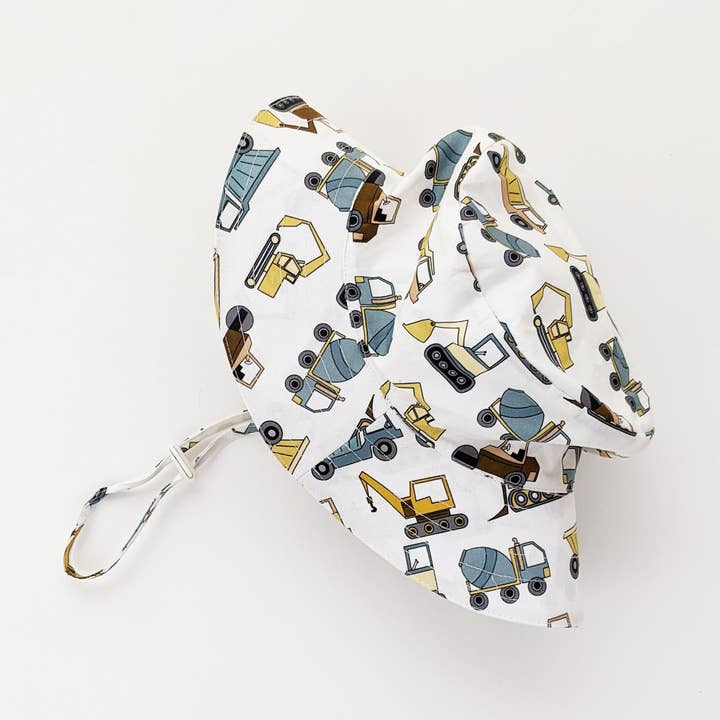 Huggalugs - Vente Chapeau de soleil – enfant - Chapeau seau Construction Trucks UPF 50+ pour bébés et tout-petits0