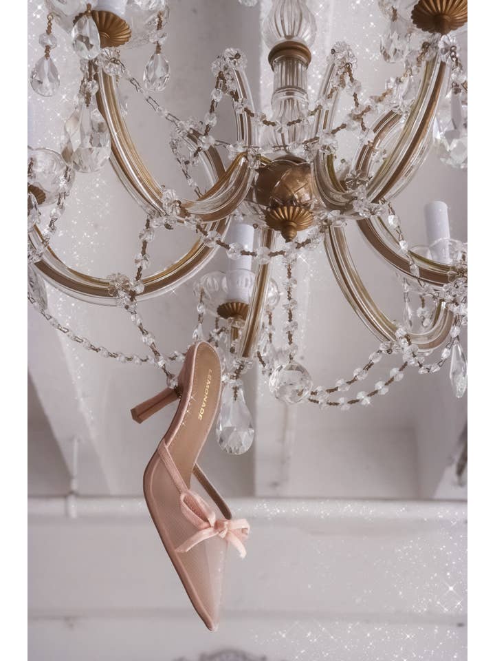 Lemonade Shoes - Wholesale High Heels - Women's - LAVON - Vintage Mesh Mule Pumps with an Elegant Bow