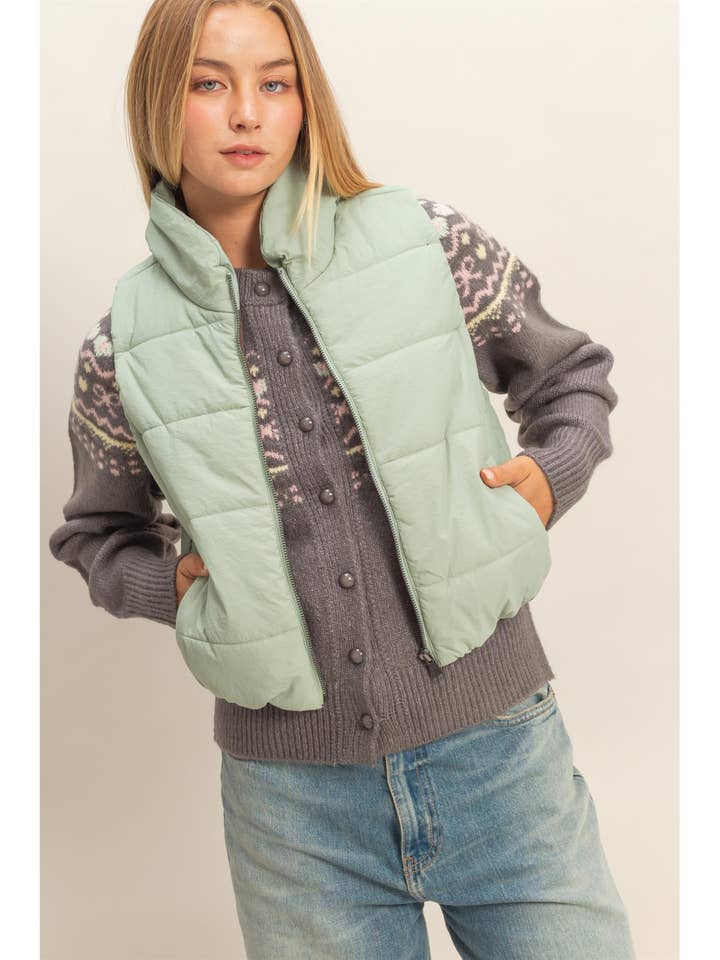 Zip-Front Puffer Vest for wholesale by HYFVE