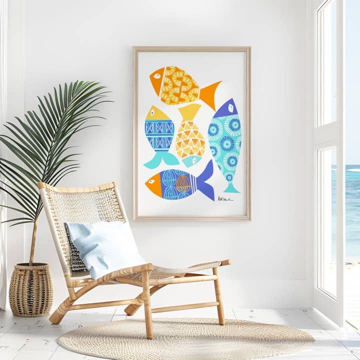 Fish School Art Print for wholesale by M Design Studio Gifts