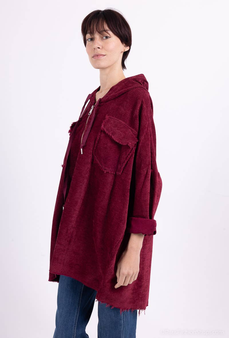 L'Emotion - Wholesale Hoodie - Women's - Velvet Pleated Velvet Worn Effect Wide Zip Hoodie19