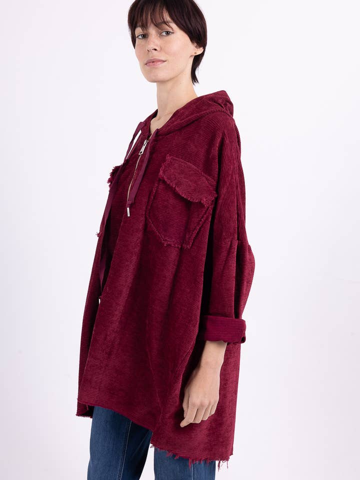 L'Emotion - Wholesale Hoodie - Dames - Fluweelkleurige, geplooide fluwelen hoodie met versleten effect en brede ritssluiting19