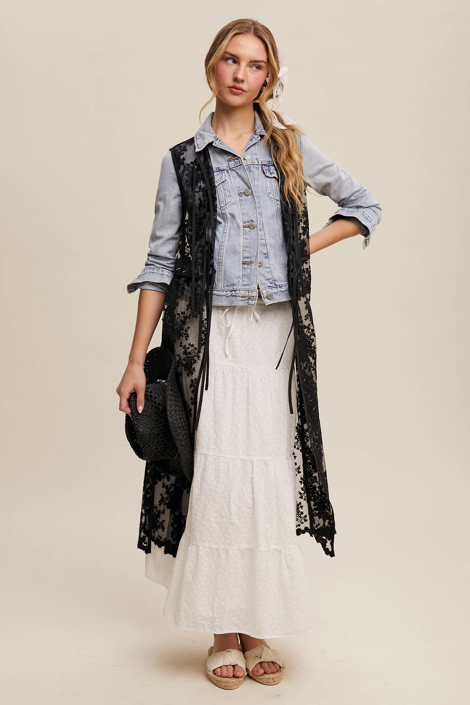 Listicle - Wholesale Outerwear Vest - Women's - Sheer Floral Embroidered Lace Vest21