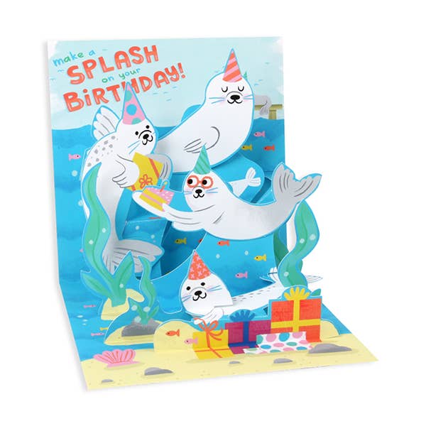Underwater Seals Pop-Up Card for wholesale by Up With Paper