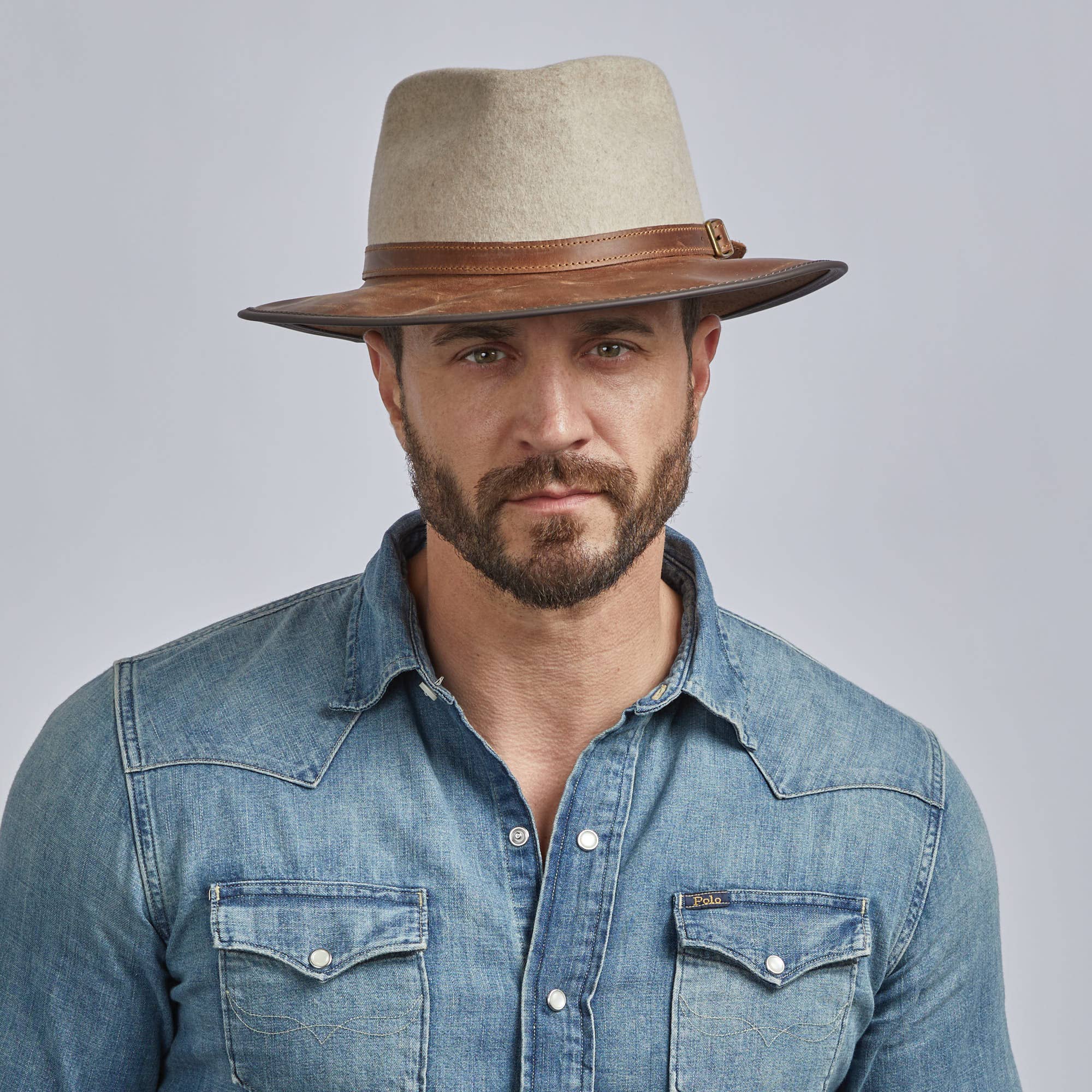 American Hat Makers - Vente Chapeau en feutre – unisexe - Chapeau Fedora extérieur en feutre de laine et cuir - Style Summit15