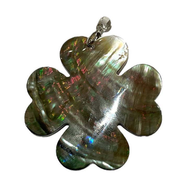 Abalone mother-of-pearl four-leaf clover pendant for wholesale by Foliesbijoux
