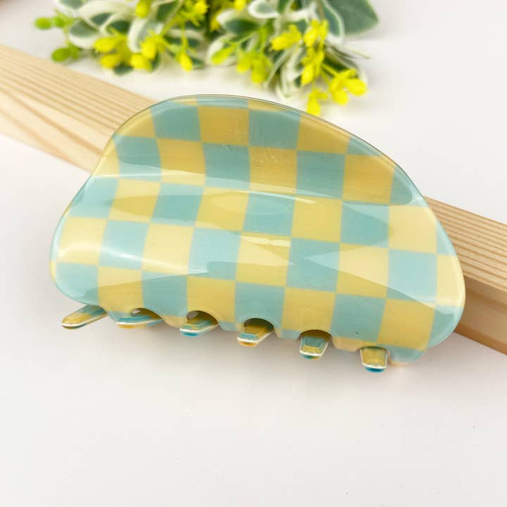 TheDivaSoap - Wholesale Hair Clip - Women's - Checkerboard semicircle hair claw clip1