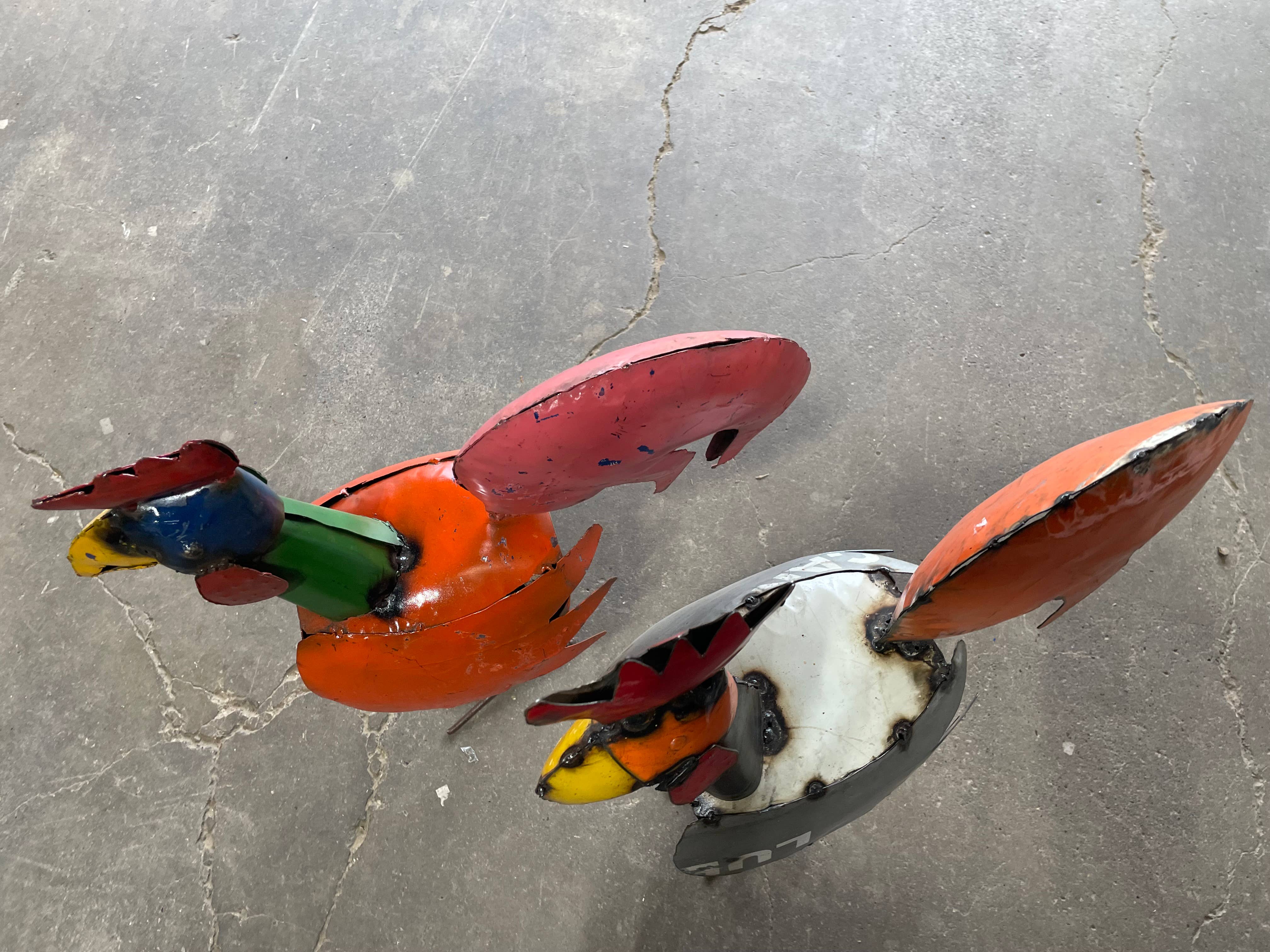 My Amigos Imports - Wholesale Outdoor Ornament/Decor - Connie Colorful Recycled Metal Rooster-WH5-Yard Art-9x20x24H2