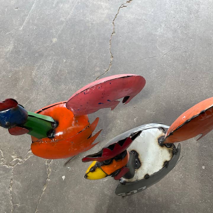My Amigos Imports - Wholesale Outdoor Ornament/Decor - Connie Colorful Recycled Metal Rooster-WH5-Yard Art-9x20x24H2