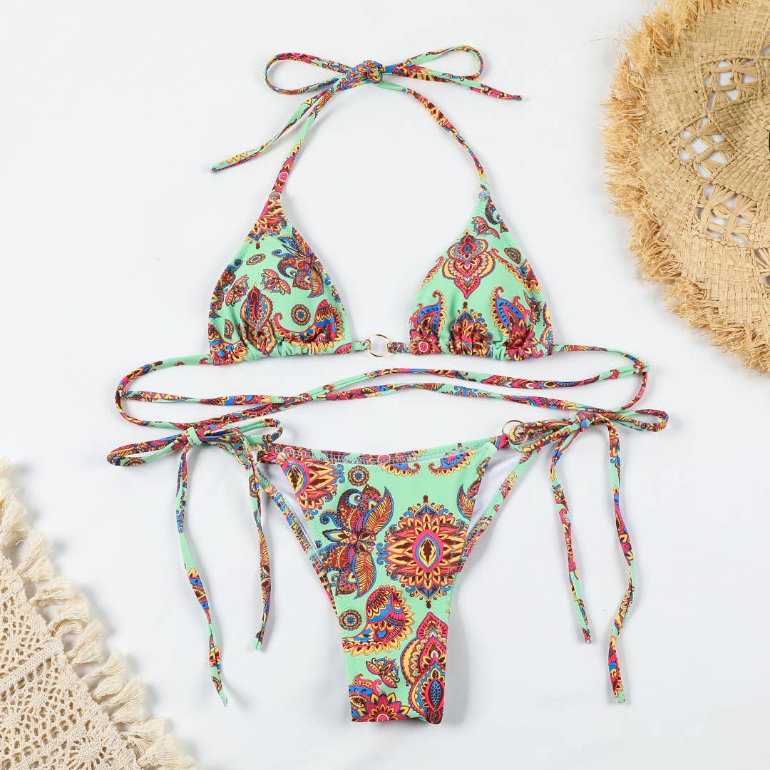 Sweetkama - Wholesale Two Piece Swimsuit - Women's - 2 Piece Flower Print Bikini Swimsuit Set1