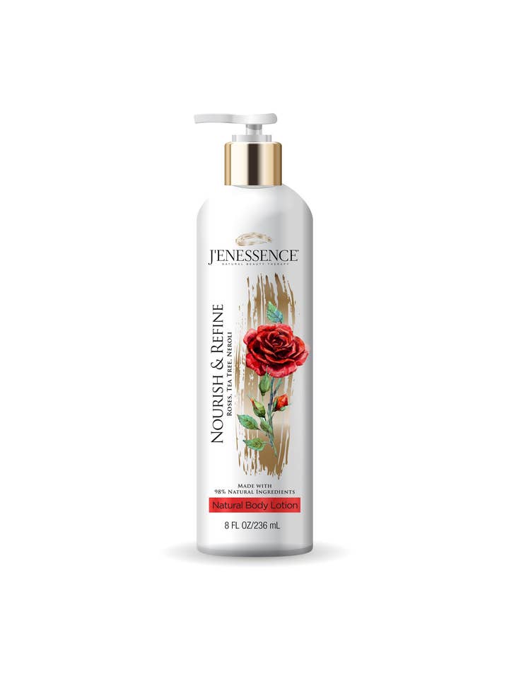 Nourish & Refine Natural Body Lotion (Rose, Neroli,Tea Tree) for wholesale by J'enessence Natural Beauty Therapy