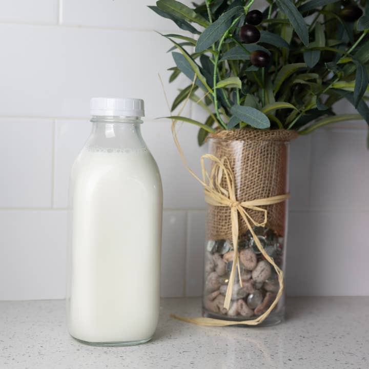 Fox Run Brands - Wholesale Milk/Juice Bottle - Fox Run Classic Glass Milk Bottle With Lid, 32 oz or 1 Quart