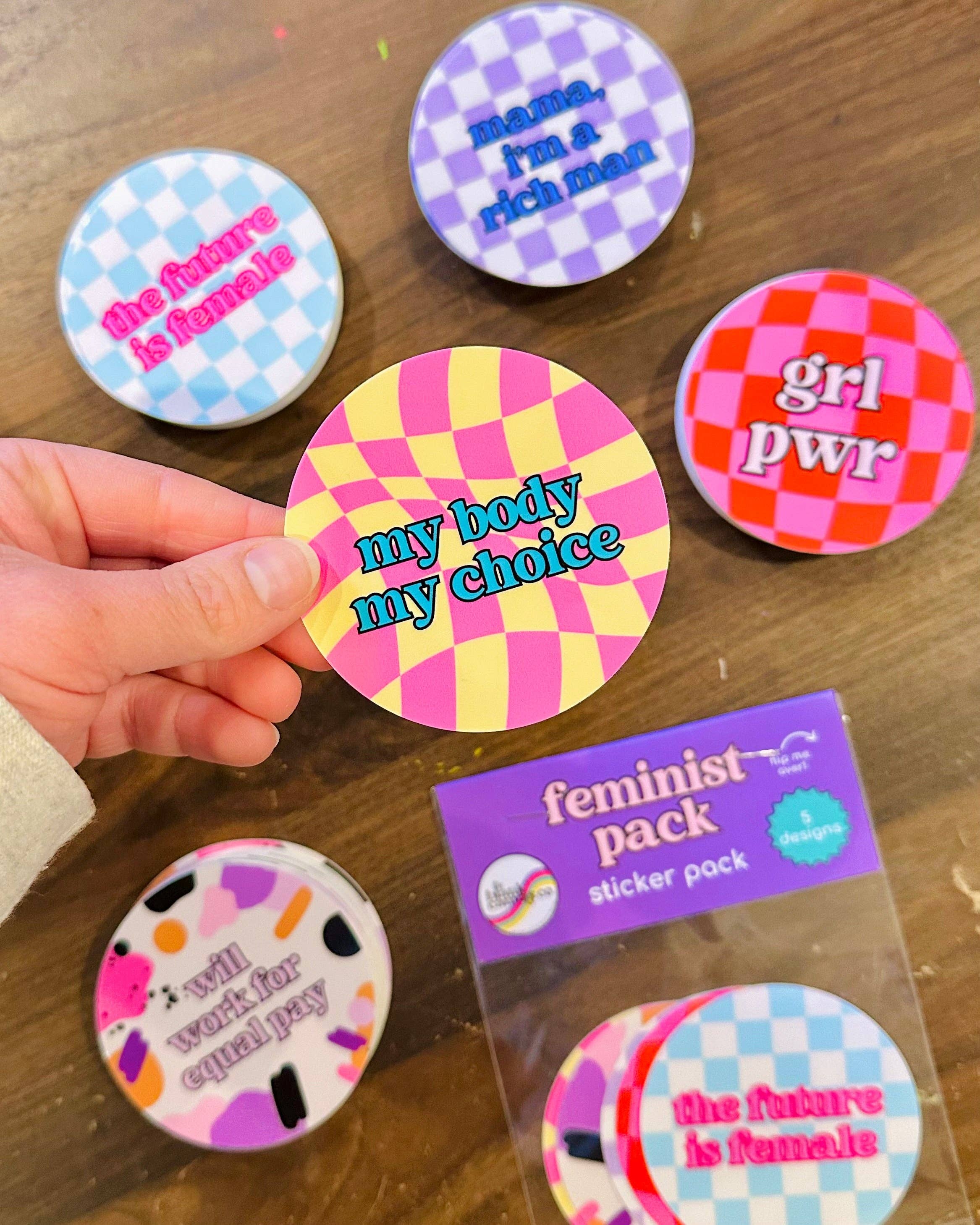 The Blank Canvas Company - Wholesale Sticker - Checkerboard My Body, My Choice - Vinyl Empowerment Sticker2