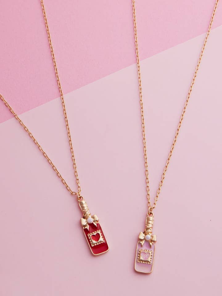Valentijnsdag Champagne Emaille Korte Ketting voor wholesale door Designature New York