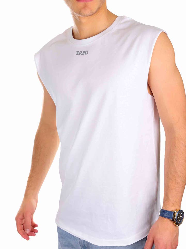 Sleeveless tee “ICON” - white - men for wholesale by ZRED