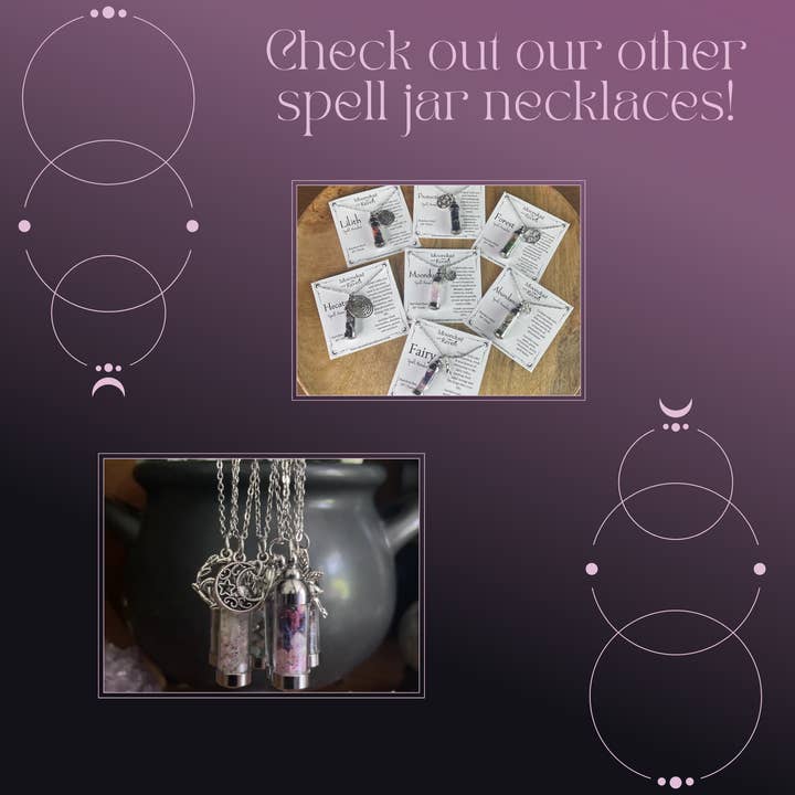 Moondust and Raven - Wholesale Pendant/Charm Necklace - Hecate Spell Jar Amulet Necklace, Witchy Crystal Jewelry