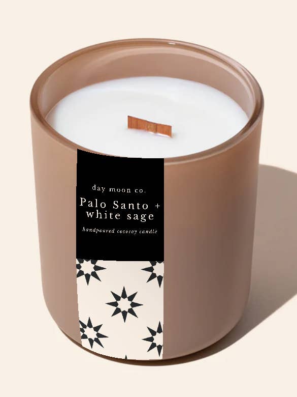 Palo Santo + White Sage 13 oz (369g) Coconut Soy Candle for wholesale by Day Moon Co.