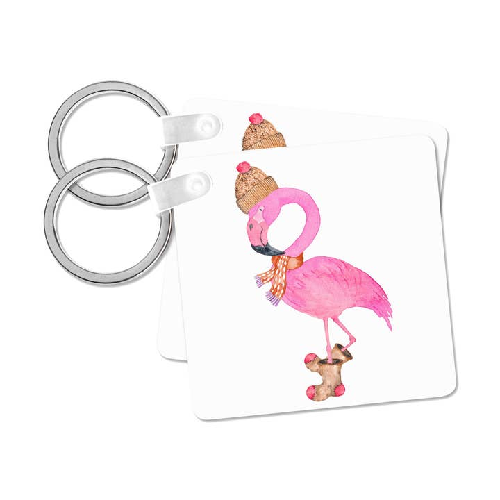 3dRose, Sød Akvarel Vinter Pink Flamingo, Nøglering for engroshandel hos 3dRose